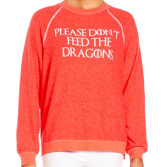 Wildfox Tops - Wildfox Please Don’t Feed the Dragons Kim’s Sweater in Red Size Medium